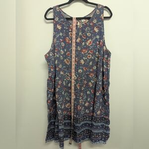 Old Navy Floral Print Midi Dress - Blue and Red